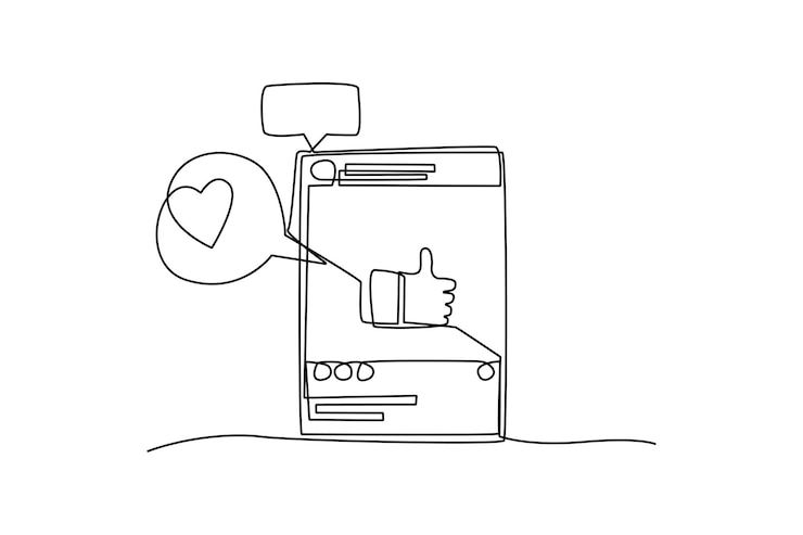 Vector iconos de notificación de dibujo de una sola línea de mensaje similar y comentario concepto de redes sociales ilustración de vector gráfico de diseño de dibujo de línea continua
