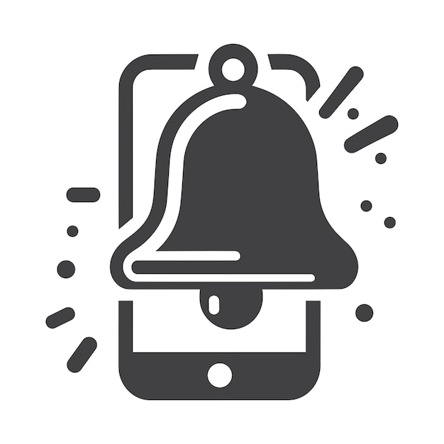 Iconos de notificación icona de campana negra icona de notificación sonando campana nuevo diseño de icona vectorial de alarma de mensaje