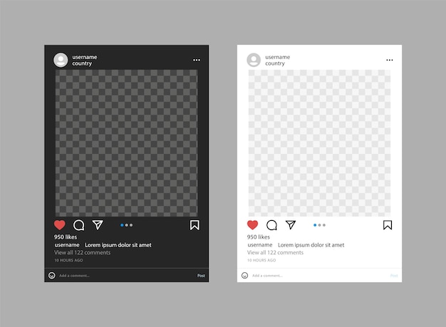Iconos de notificación de plantilla de marco de publicación de redes sociales de maqueta web de instagram y marcos de historias