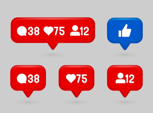 Iconos de notificaciones de redes sociales