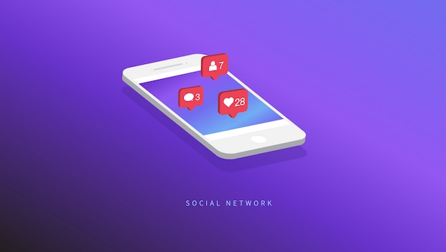 Vector iconos de notificaciones de redes sociales