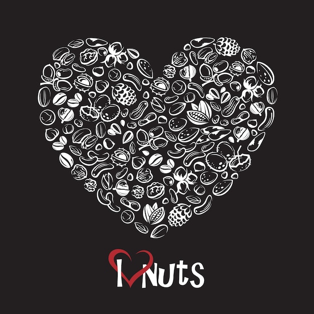 Iconos de nueces como corazón