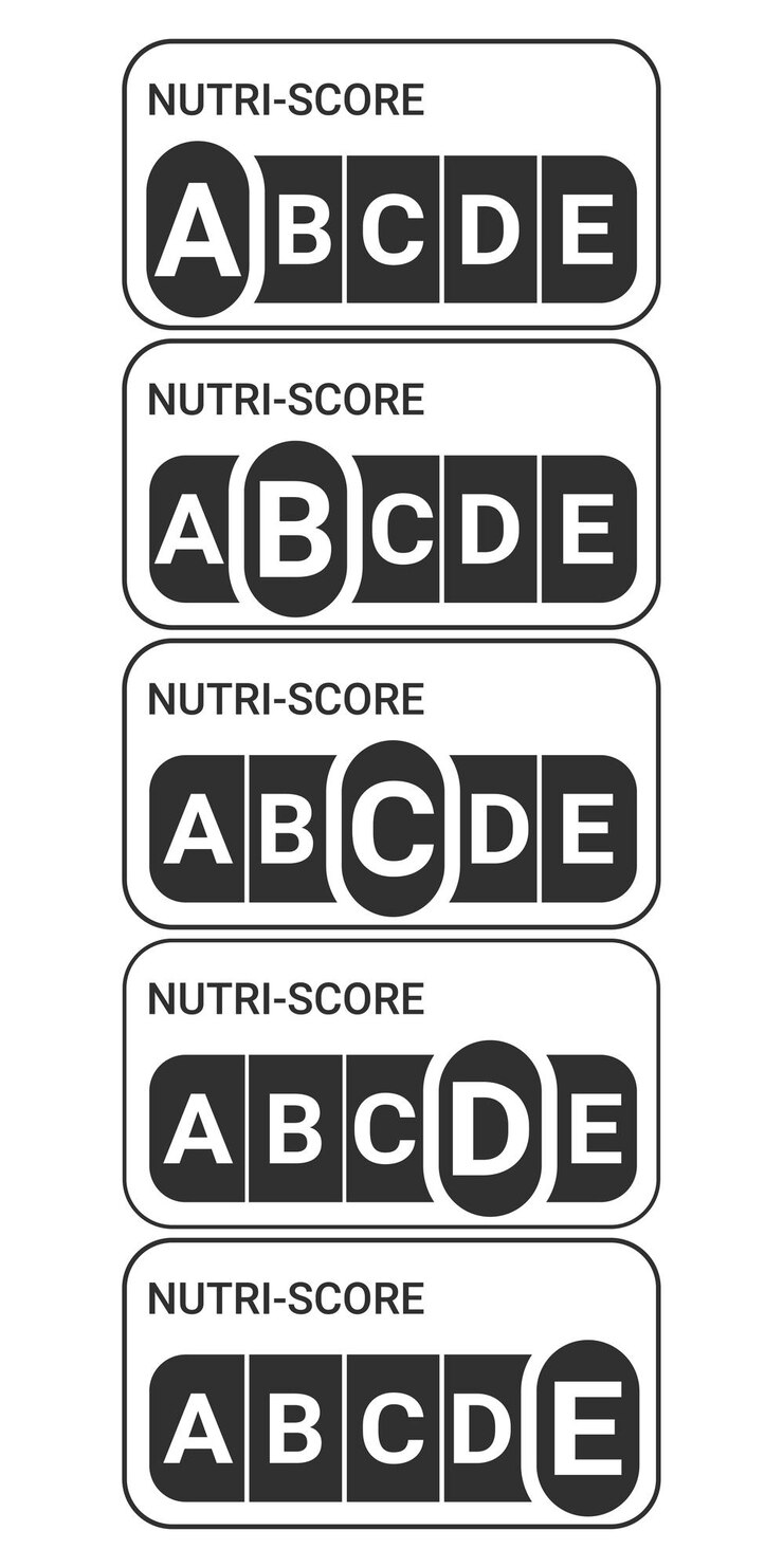 Vector los íconos de nutriscore 5 etiqueta nutricional o 5cnl