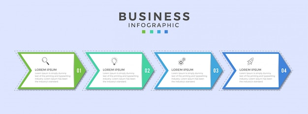 Iconos o pasos de diseño de infografía empresarial premium