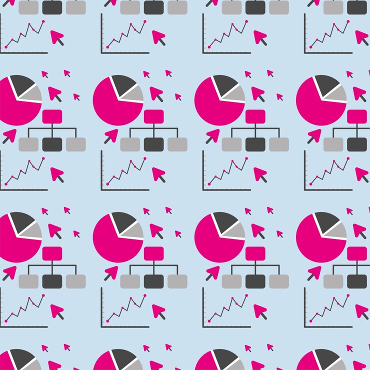 Vector iconos de oficina con fondo de patrón sin costuras ilustración vectorial