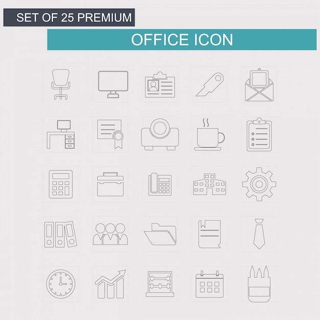 Iconos de oficina set vector