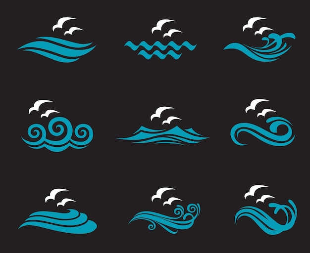 iconos de olas del mar
