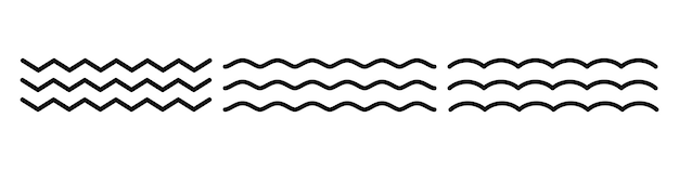 Iconos de ondas de línea Colección de iconos de ondas Estilo de línea Ilustración vectorial