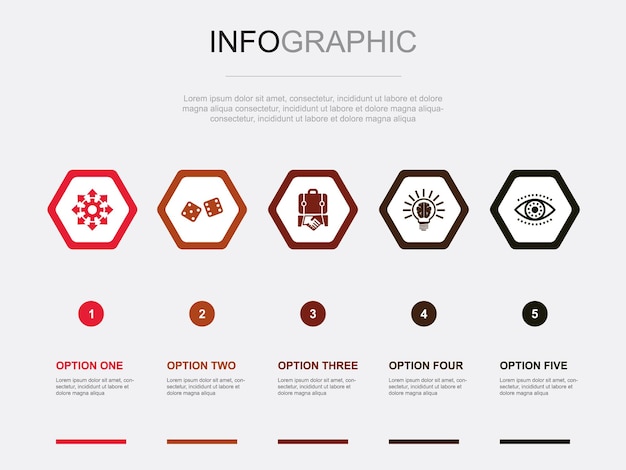 Iconos de oportunidad Plantilla de diseño infográfico Concepto creativo con 5 pasos