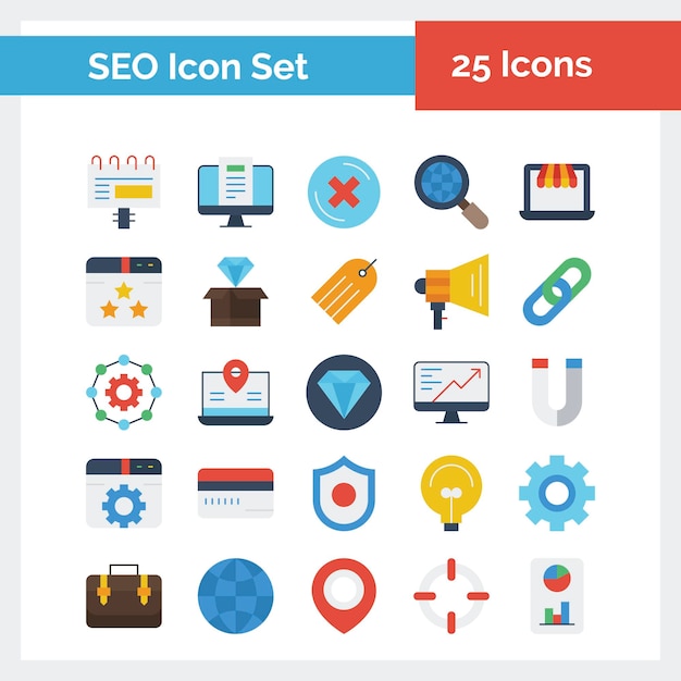 Iconos para optimización web y seo para sitios web y sitios web y aplicaciones móviles