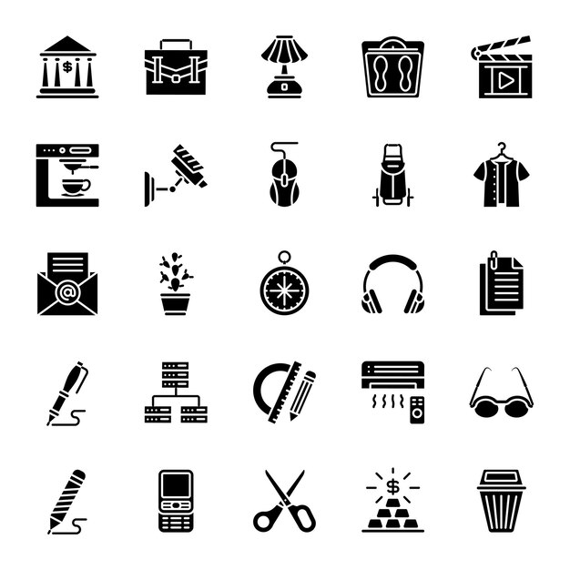 Iconos de la organización establecidos en estilo sólido