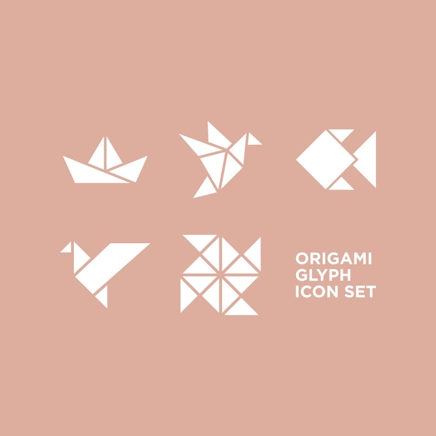 Iconos de origami con el logotipo de la empresa Ilustración vectorial