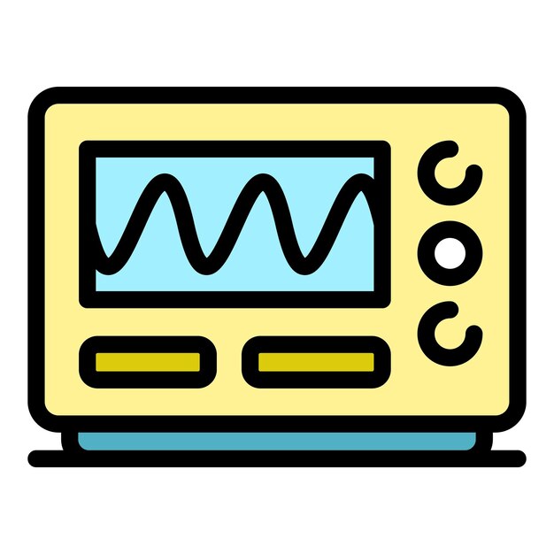 Iconos de osciloscopio Contorno del icono vectorial del osciloscópio Color plano aislado