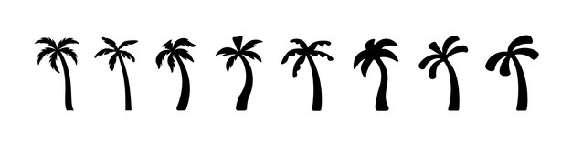 Iconos de la palma de la mano Diferente silueta de la palmera