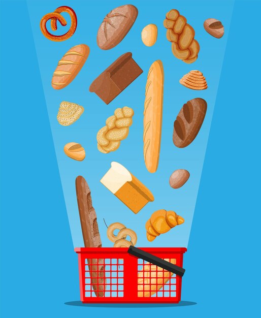 iconos de pan y cesta de la compra.