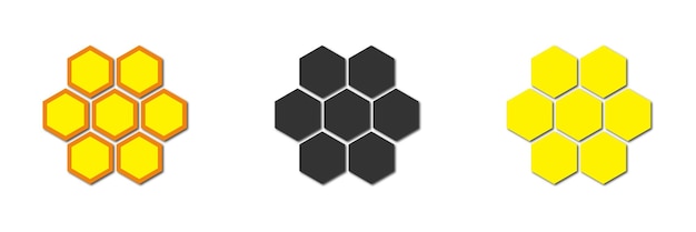 Iconos de panales con sombras Ilustración vectorial