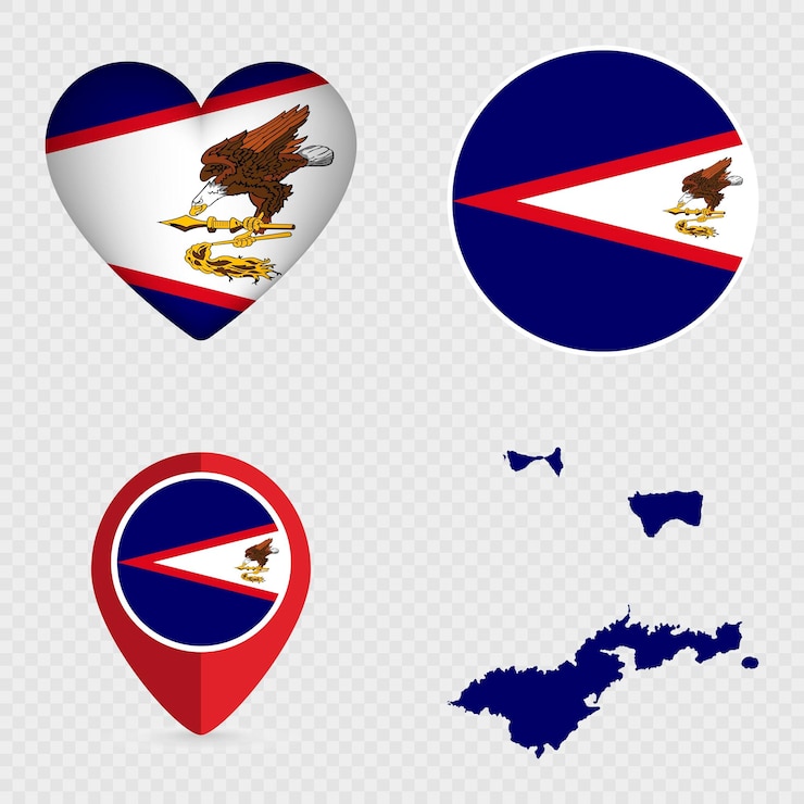 Vector iconos del paquete de la bandera de samoa americana ilustración vectorial