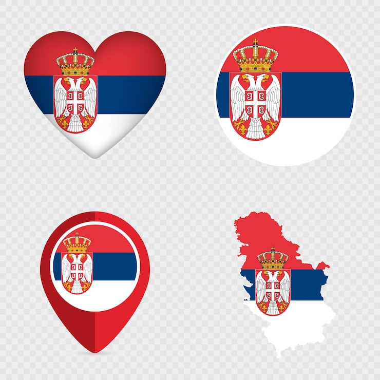 Vector iconos del paquete de la bandera de serbia ilustración vectorial