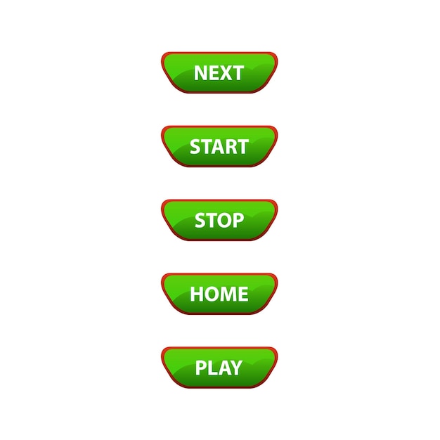 Iconos del paquete de botones Detener el siguiente juego Iniciar el juego en casa