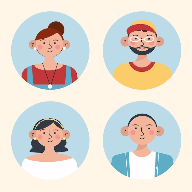 Vector iconos de paquete de perfil de pareja dibujados a mano