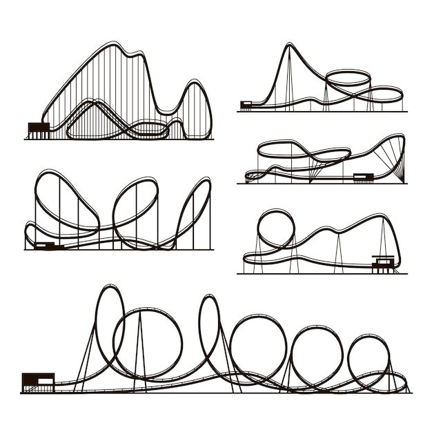 Vector iconos del parque de atracciones