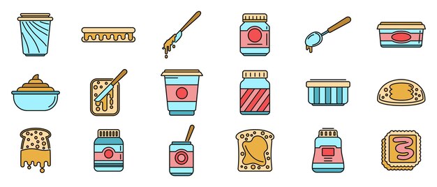 Los iconos de la pasta de chocolate establecen una línea de color vectorial