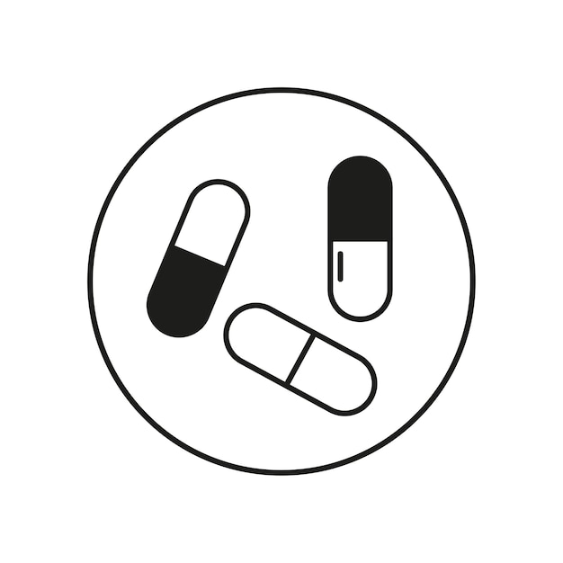 Iconos de pastillas pastillas para el tratamiento en un círculo íconos de medicamentos Ilustración vectorial Eps 10 Imagen de stock