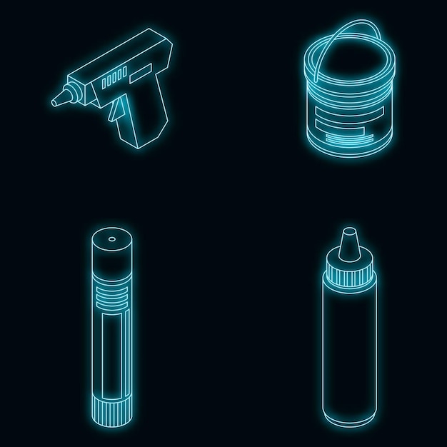 Iconos de pegamento establecer neón vectorial