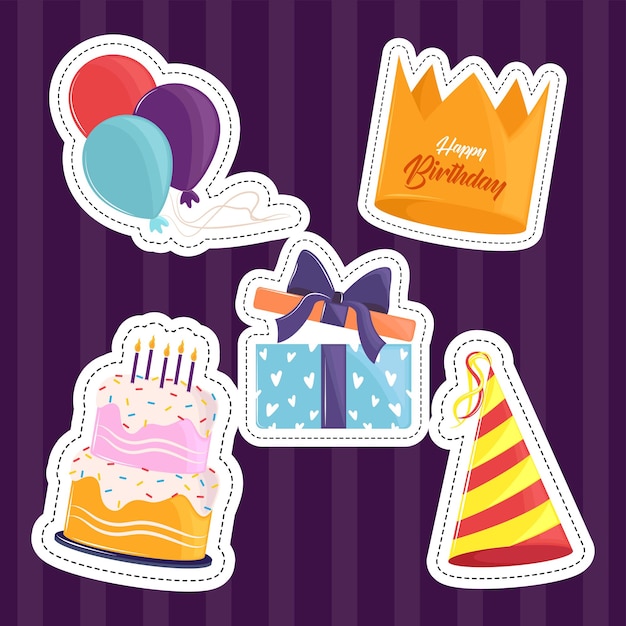 Iconos de pegatinas de cumpleaños