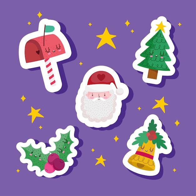 Vector iconos pegatinas de navidad