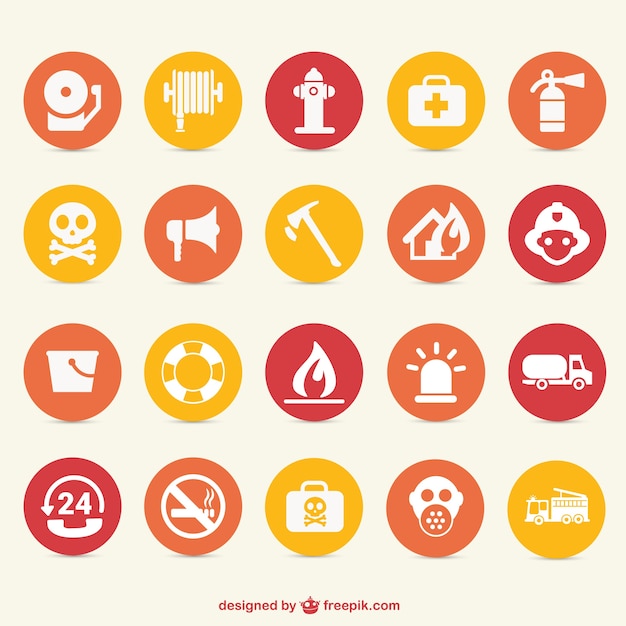 Vector iconos de peligro de incendio