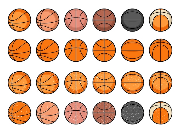 Iconos de pelotas de baloncesto de vector