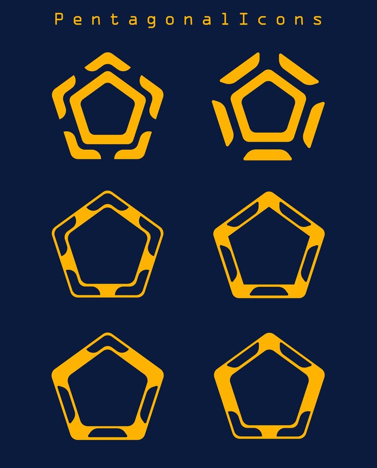 Vector iconos pentagonales establecen íconos vectoriales geométricos modernos para el diseño de webs y aplicaciones