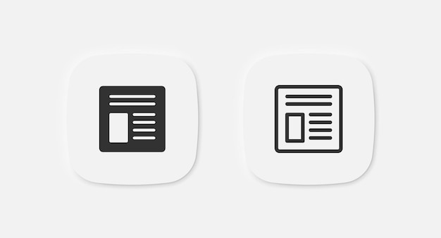 Íconos de periódicos Signo de noticias Símbolo de artículo Ícono de revista Signo aislado vectorial
