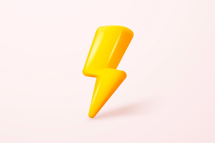 Vector iconos de perno de trueno 3d realistas sobre fondo blanco símbolo de energía de rayo relámpago peligro de relámpago y potencia emblema de rayo simple 3d icono de carga potente vector render ilustración