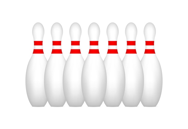Iconos de pernos de bolos Pines de bolos blancos planos fila de gradientes aislados de pernos del bolos Icono vectorial