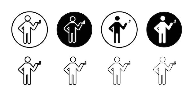 Iconos de personas que fuman logotipo lineal aislado