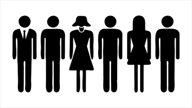 Iconos de pictogramas negros simples Grupos diversos Gente