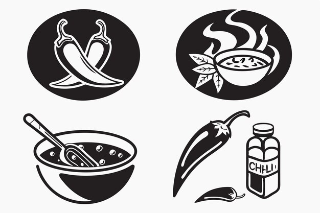 Iconos del pimienta y el tazón de pimienta