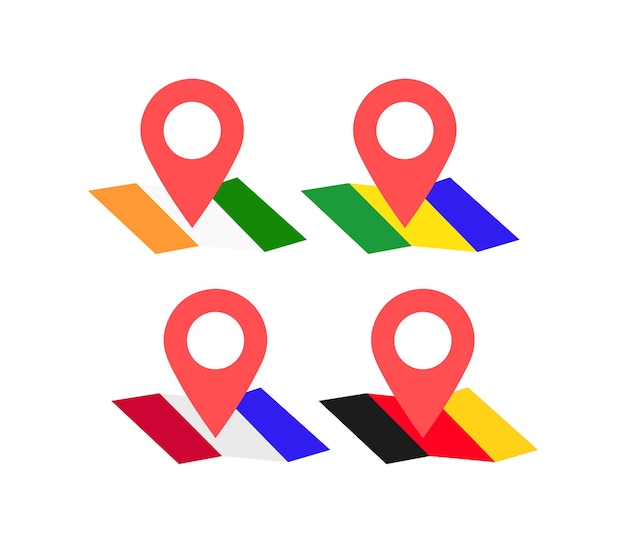 Iconos de pin de ubicación Punto de ubicación Conjunto de puntero de mapa Puntero de marcador