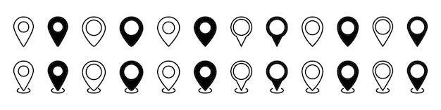 Iconos de pines de ubicación Colección de iconos de pines de ubicación Ilustración vectorial