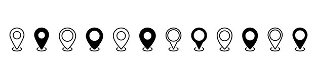 Iconos de pines de ubicación Colección de iconos de pines de ubicación Ilustración vectorial