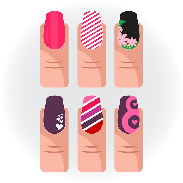 Iconos de pintura de uñas vector set