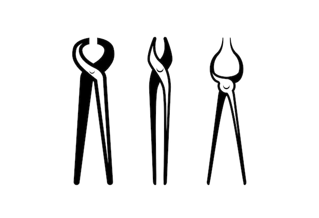 Iconos de pinzas simples vector de pinzas de herrero herramientas de herrero