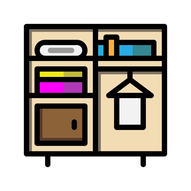Iconos planos de armario símbolos de armario editables Ilustraciones vectoriales