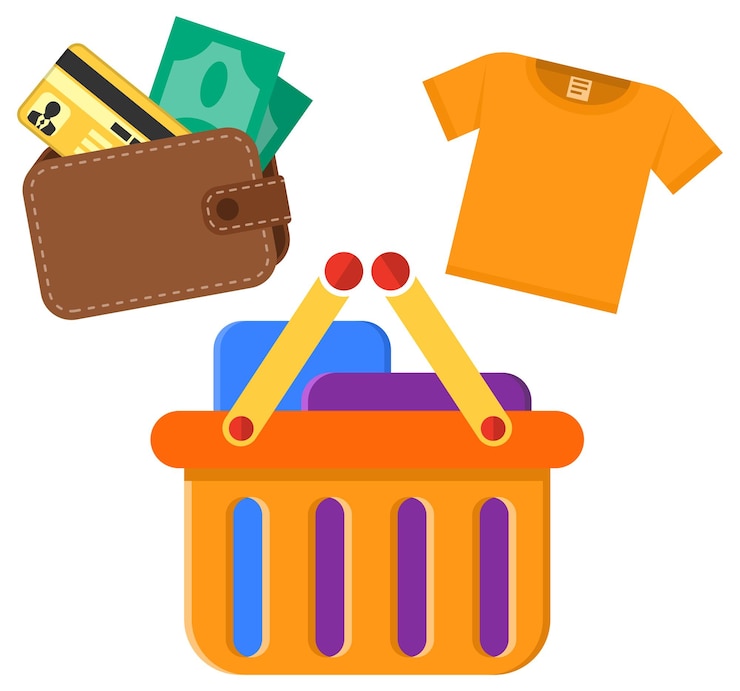 Vector iconos planos de compras en internet