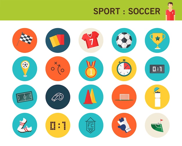 Iconos planos de deporte deporte concepto.