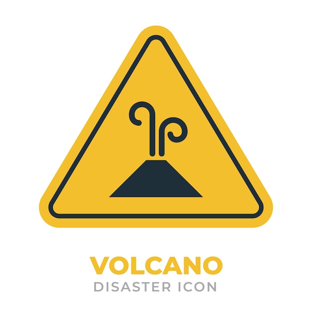 Vector iconos planos de desastre de volcanes y señal de advertencia de símbolo