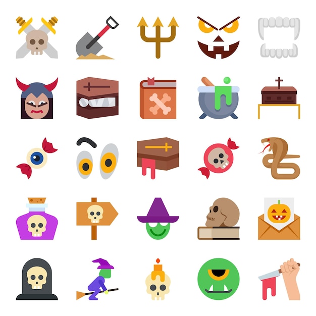 Iconos planos para Halloween