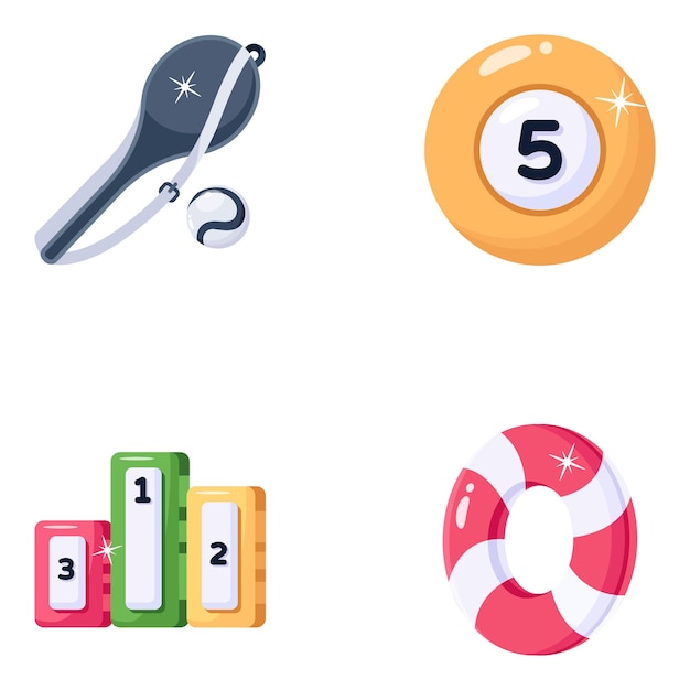 Iconos planos de herramientas de juego Iconos planos